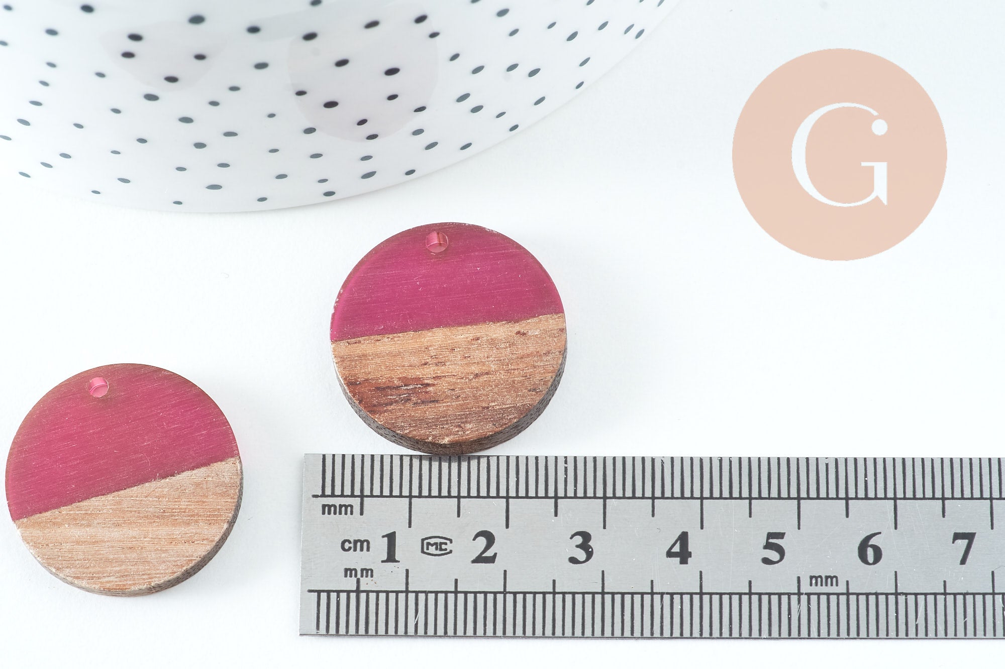 pendentif disque bois résine prune,bois naturel,perles bois,Perle géométrique,perle ronde,perle ronde bois,25mm,x5 G4639