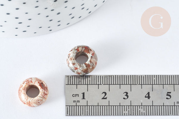 pendentif donut rondelle jaspe création bijoux 14mm, création bijoux pierre naturelle, x2 (G7558)