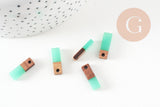 pendentif goutte bois résine rectangle bleu, bois naturel,perle bois, Perle géométrique,création bijoux bois,17mm,x5, G2618