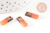 pendentif goutte bois résine rectangle orange corail 17mm,x5 (G4662)