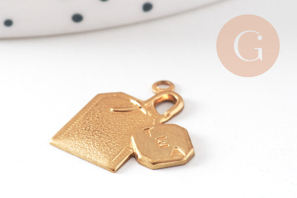 pendentif sachet de thé en laiton, x1 G7523
