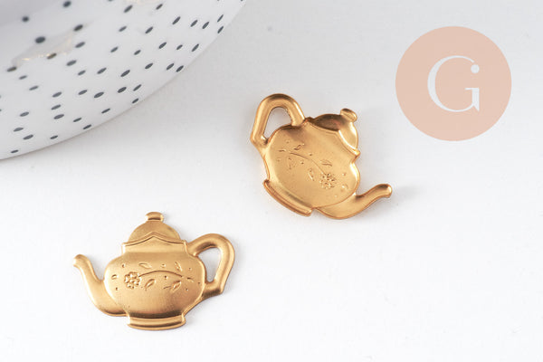 pendentif théière en laiton, x1 (G7528)