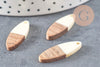 pendentifs ovale bois résine blanche 28mm, création bijoux bois, x5 G1525
