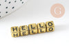 perle carré Lettre Alphabet plastique doré, plastique lettre,création bracelet mots,6mm, x 10Gr (G2097)