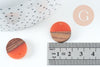 perle disque bois résine orange corail 18mm,création bijoux bois x5, G3153
