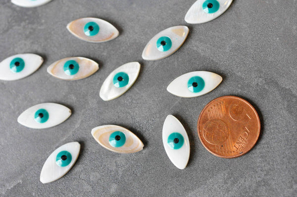 perle ovale nacre naturelle blanche mauvais oeil 18.5mm, x5 (G3914)