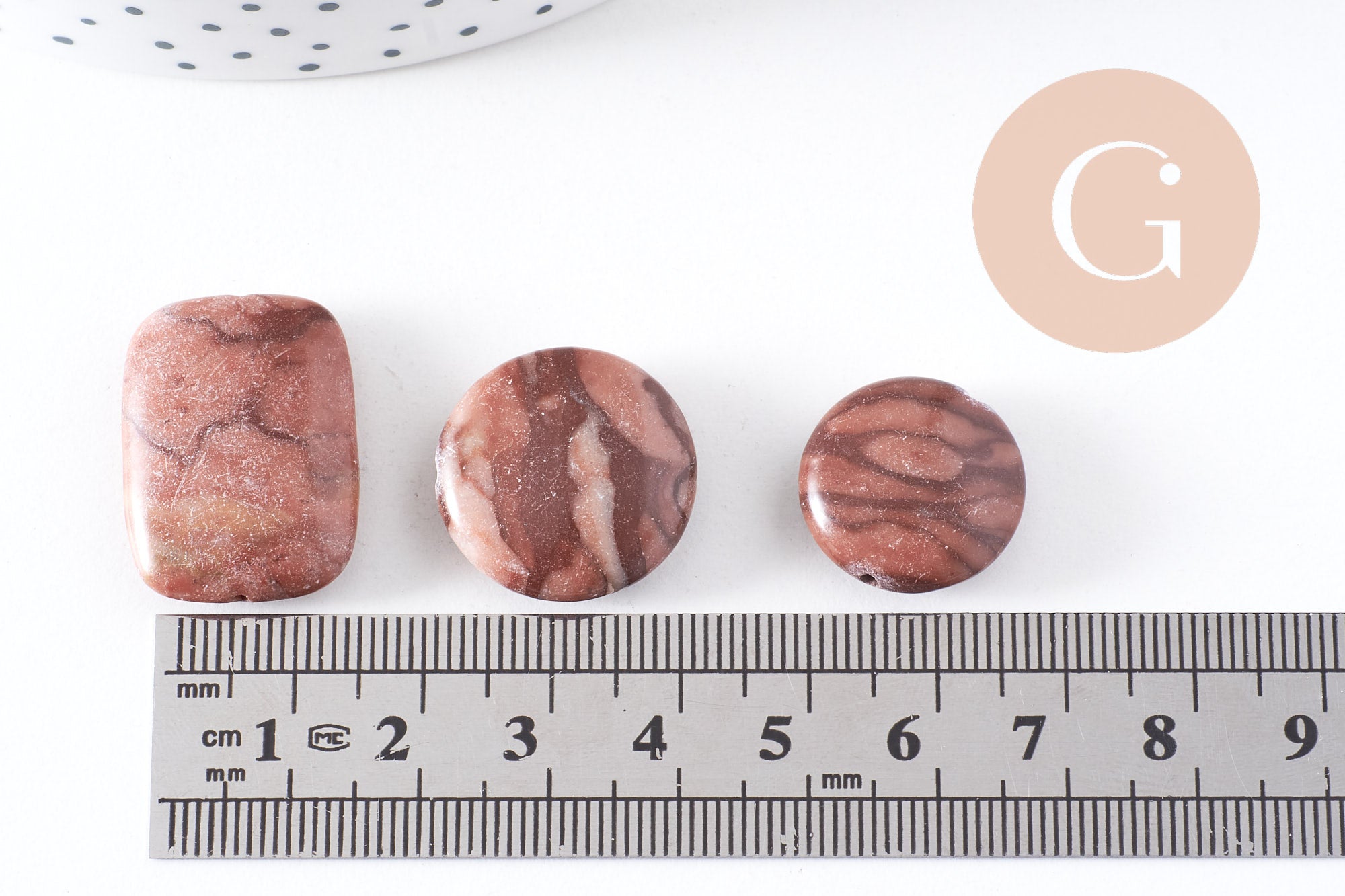 perles jaspe marron zébré naturel, x5 (G4895)