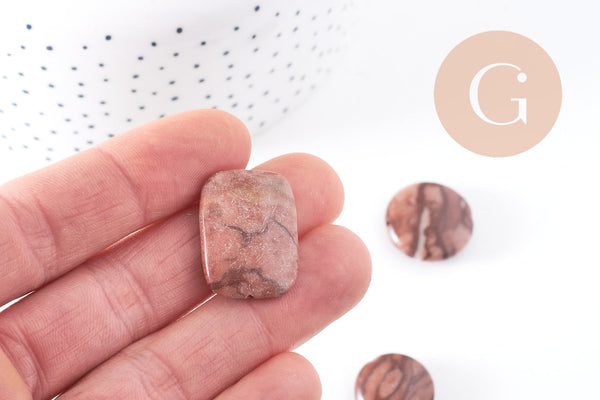 perles jaspe marron zébré naturel, x5 (G4895)