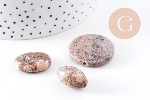 perles jaspe sésame rose naturel 15-34mm, divers lots (G2211)