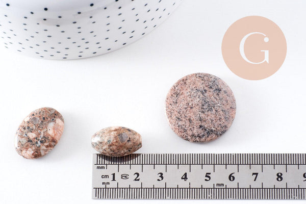 perles jaspe sésame rose naturel 15-34mm, divers lots (G2211)