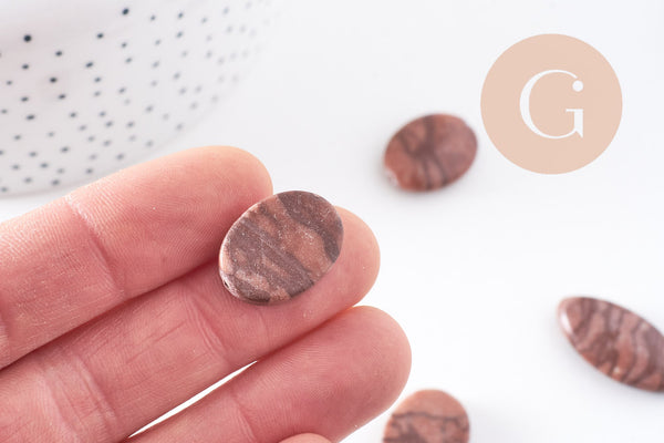 perles ovales jaspe sésame zébré naturel marron, x5 (G4896)