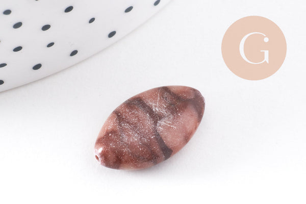 perles ovales jaspe sésame zébré naturel marron, x5 (G4896)