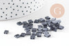 perles rocaille carré opaque noir irisé, perle carré création bracelet, perle tila,4.5mm,2 trous, x50 (4.8GR) (G5478)