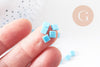 perles rocaille carré verre rectangle bleu, perle carré création bracelet, perle tila,4.5mm,2 trous, x50 (4.8 GR) (G5481)