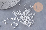perles rocaille verre rectangle blanc opaque, perle carré création bracelet, perle tila, 2mm,2 trous, x50 (1.2Gr) (G4600)