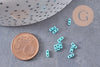 perles rocaille verre rectangle bleu turquoise façon tila, 2mm,2 trous, x50 (1.2 Gr) (G4603)