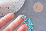 perles rocaille verre rectangle bleu turquoise façon tila, 2mm,2 trous, x50 (1.2 Gr) (G4603)