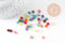 perles rocaille verre rectangle multicolore façon tila 4.5mm/2 trous, x50 (G4188)