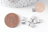 perles rocaille verre rectangle plaqué Argent, perle carré création bracelet, perle tila,4.5mm,2 trous, x50 (4.8Gr) (G5487)