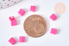 perles rocaille verre rectangle rose fluorescent, perle carré création bracelet, perle tila,4.5mm,2 trous, x50 (4.8 GR) (G6960)