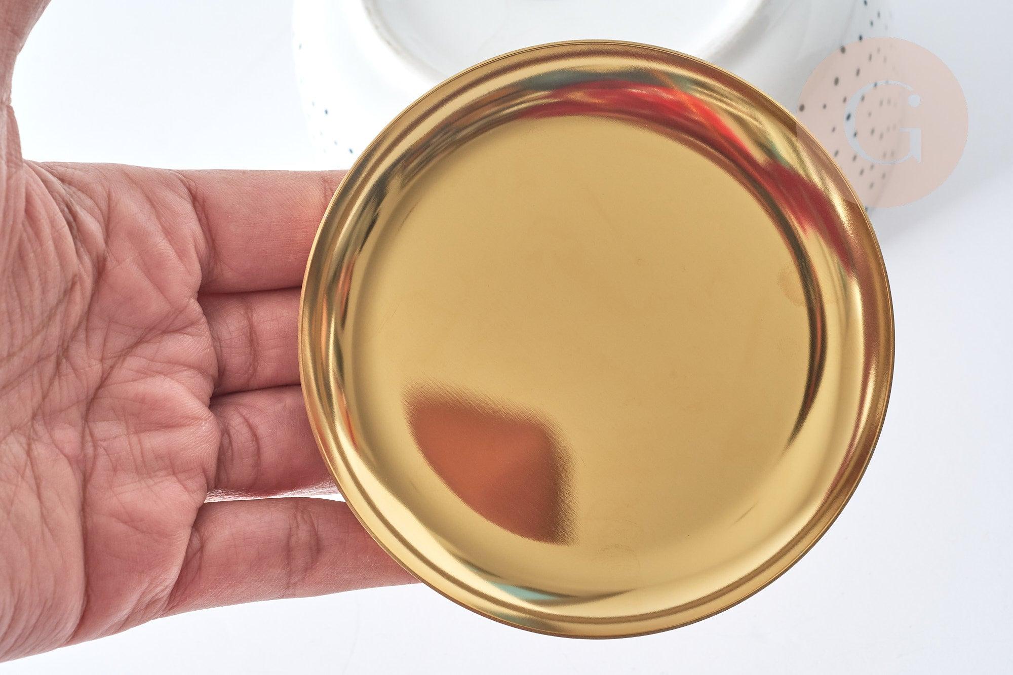 Plateau présentoir Rond à bijoux acier 430 inoxydable doré 101mm, x1 (G7916)