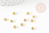 rondelles fleurs laiton doré, perles dorées, création bijoux, perles intercalaires, 4.5mm, x50 G5600
