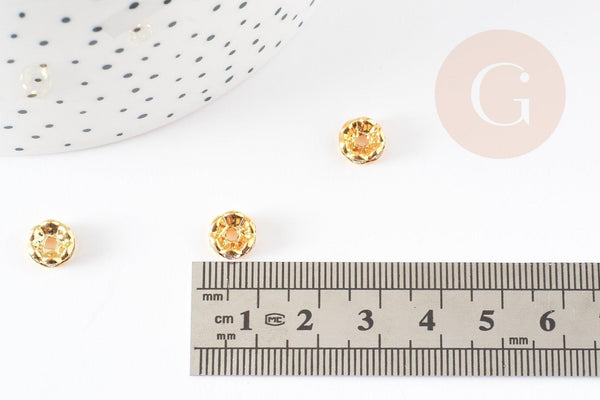 rondelles laiton doré zircon grade B 8mm, perle intercalaire, x20 (G5602)