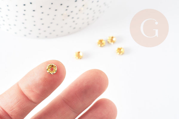 rondelles laiton doré zircon grade B, perles dorées, création bijoux, perle intercalaire, perle disque, 6mm, x20 G5599
