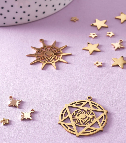 Gold metal pendants