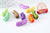 Multicolored plastic curved tube bead 34.5x11mm, plastic jewelry creation bead, set of 10 beads G8829 