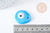 Evil Eye drop pendant sky blue glass 34x30mm, lucky artisanal glass pendant for jewelry creation, unit G8852 