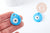 Evil Eye drop pendant sky blue glass 34x30mm, lucky artisanal glass pendant for jewelry creation, unit G8852 