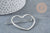 Silver metal heart barrette holder 48.5mm, wedding hair accessory x1 G8833
