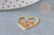 Gold steel waves heart pendant 22.5, gold charm, gold stainless steel, nickel-free pendant, jewelry creation, unit G6275