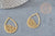 Golden steel raindrop pendant 30mm, golden charm, golden stainless steel, nickel-free pendant, X1, G5727