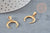 Golden steel crescent moon pendant, golden charm, surgical steel, gold steel, nickel-free pendant, jewelry creation, 19mm, X1, G4840