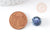 Round blue enameled porcelain bead 10.5mm, geometric ceramic bead for making ceramic jewelry, X5 G9199