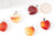 Pendentif coeur agate orange naturel laiton platine 22mm, pendentif pour création bijou amour X1 G9263