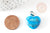 Pendentif coeur pierre naturelle bleu turquoise laiton platine 22mm, pendentif pour création bijou amour X1 G9262