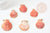 Pendentif coquillage naturel rouge orange jaune laiton doré 35~55mm, création bijoux coquillage naturel, X1 G9246