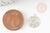 Pendentif estampe filigrane rond Fleur rose laiton platine 14.5mm, Pendentif léger pour création bijoux argent, X2 G9305