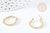 Round hoop earrings with square finish and 18K gold brass flap 24mm, a pair of gold earrings for pierced ears, the pair G8767 