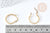 Round hoop earrings with square finish and 18K gold brass flap 24mm, a pair of gold earrings for pierced ears, the pair G8767 