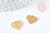 Origami heart pendant in 201 gold-plated 18K stainless steel IP 15mm, an adorable pendant for creating DIY jewelry, unit G8785