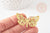 Gold brass butterfly filigree print pendant, Very thin and light pendant, 24x43mm,X2 G4119