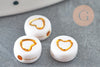 round pearl gold heart white plastic, plastic pearl, round letter pearl, heart pearl, lot of 10 grams-G1836