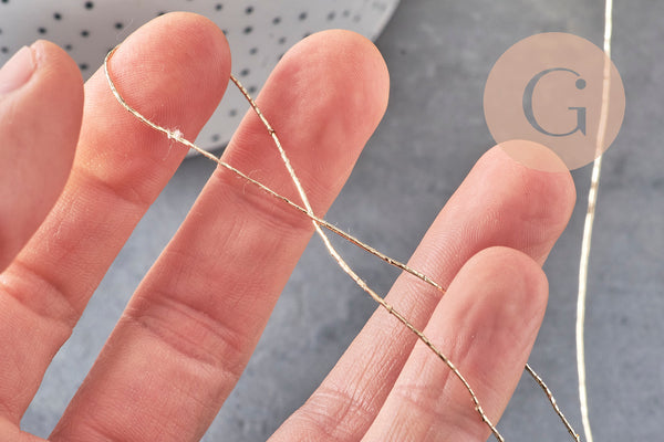 Cordon or argent rose blanc irisé polyester 1mm, x5 mètres (G10954)