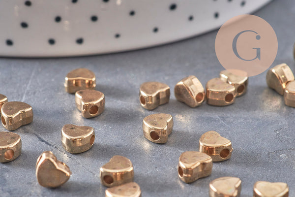 Gold plastic heart beads 5.5mm, x 10g VALID