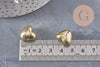 Gold-plated plastic domed heart-shaped bead, 13x15mm, x10 VALID