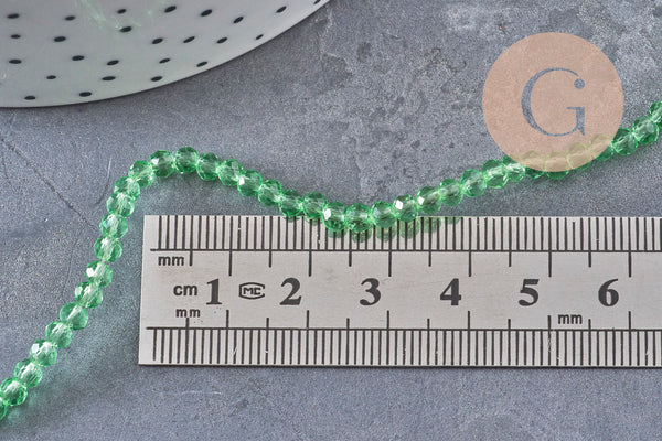 3.5mm clear light green crystal abacus beads, x1 strand of 29cm VALID